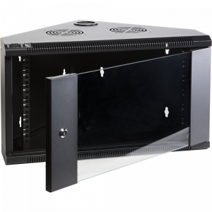 Wall corner enclosure, 430 mm deep, glass door, black